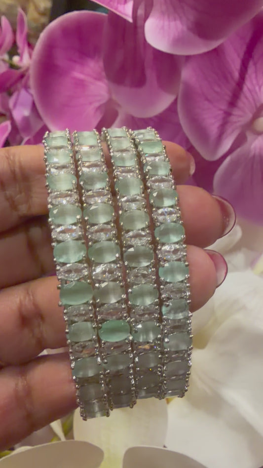 Indian American Diamond Bangles Mint white Stones Bracelets B11