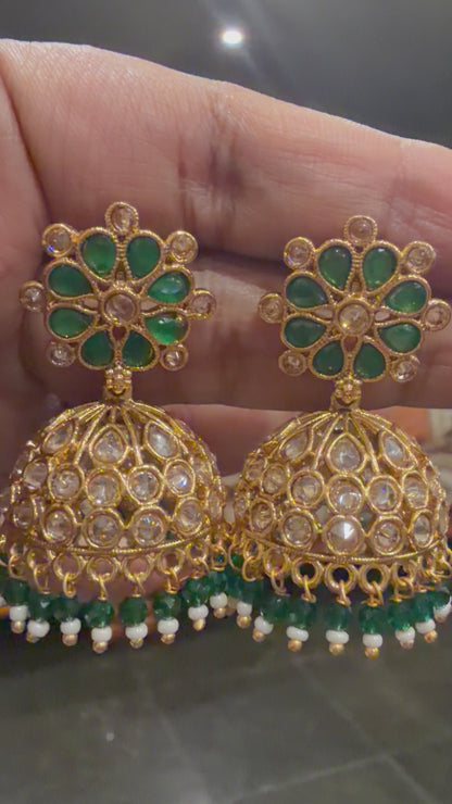 Jumka Jhumka Indian Brass Earrings Jimikki Kammal Green Indian Jewellery E23
