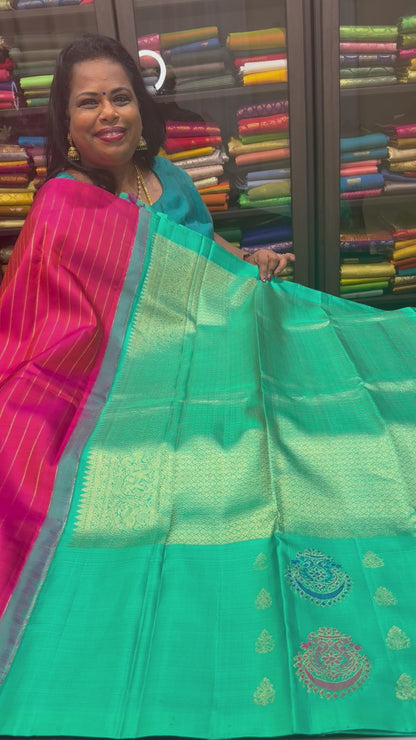 Kanchipuram Pure Silk Saree Bridal Kanjivaram Sari SPK296