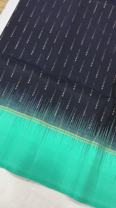 Kanchipuram Pattu Soft Silk Indian Saree Pure Silk Sari Blue SS33