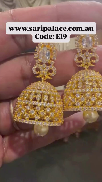 Jumka Gimikki AD Indian Earrings Stylish Indian Jewellery E19