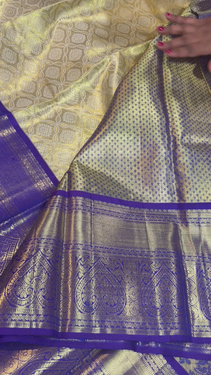 Kanchipuram Pure Silk Bridal Tissue Saree Indian Kanjivaram Sari SPK369