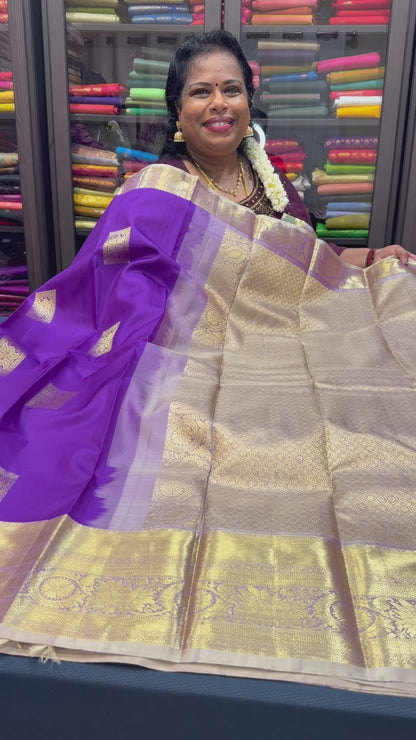 Kanchipuram Pure Silk Saree Bridal Purple Kanjivaram Sari SPK298