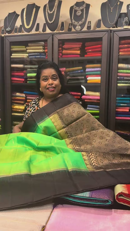 Kanchipuram Pattu Soft Silk Saree Pure Silk Bridal Sari Green | SS10