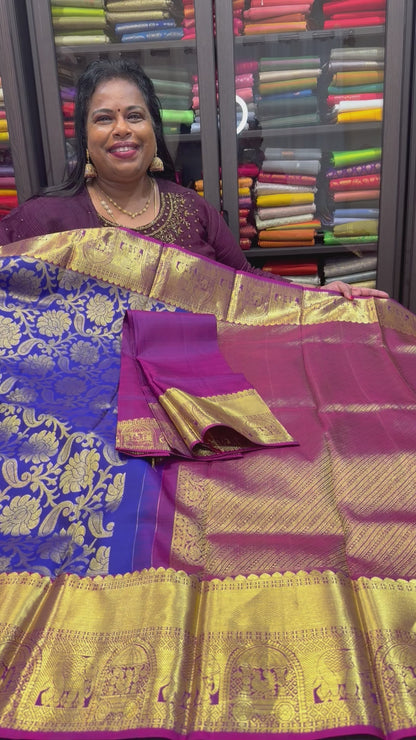 Kanchipuram Pure Silk handloom Saree Indian Kanjivaram Korvai Sari SPK365