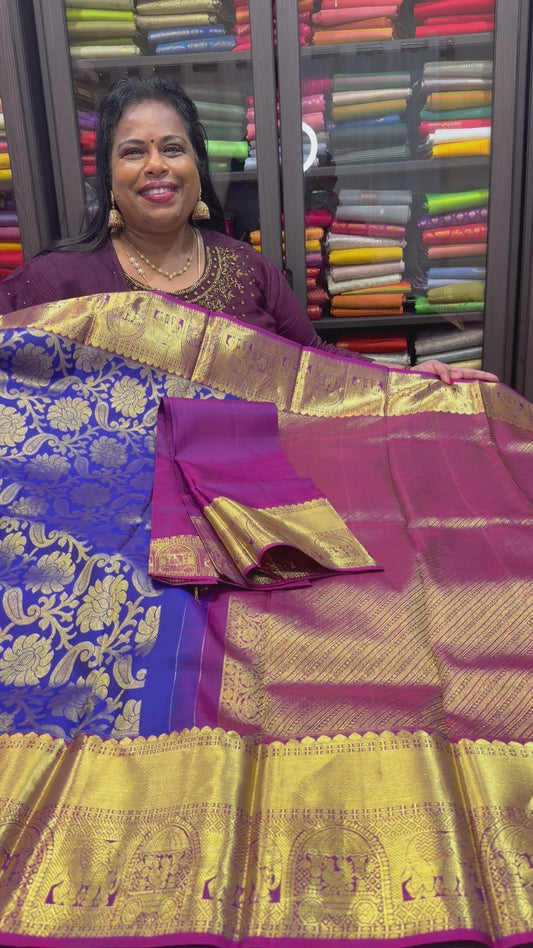 Kanchipuram Pure Silk handloom Saree Indian Kanjivaram Korvai Sari SPK365