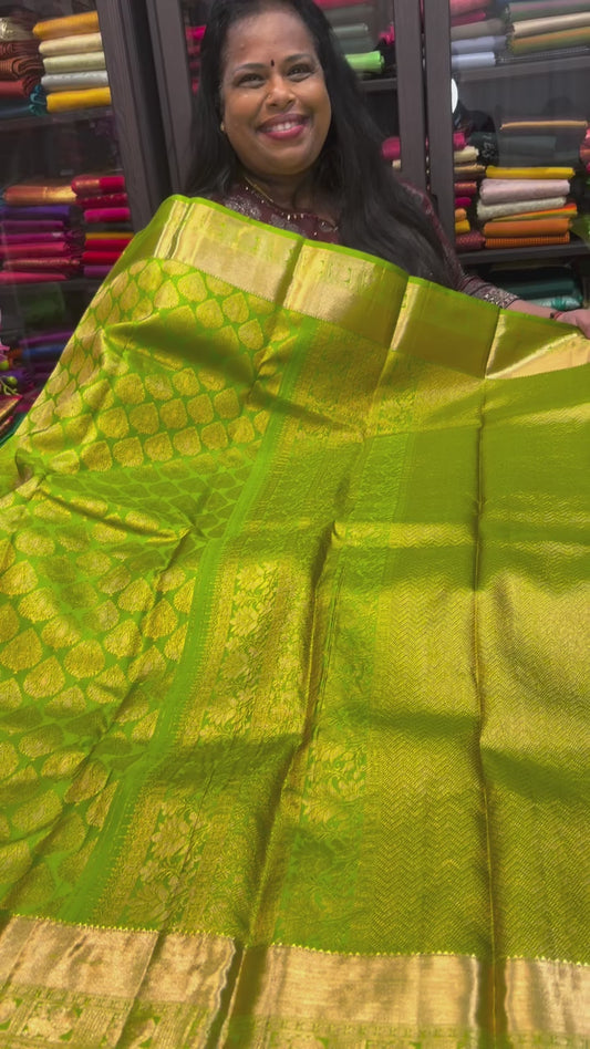 Kanchipuram Pure Silk handloom Saree Indian Kanjivaram Green Sari SPK428