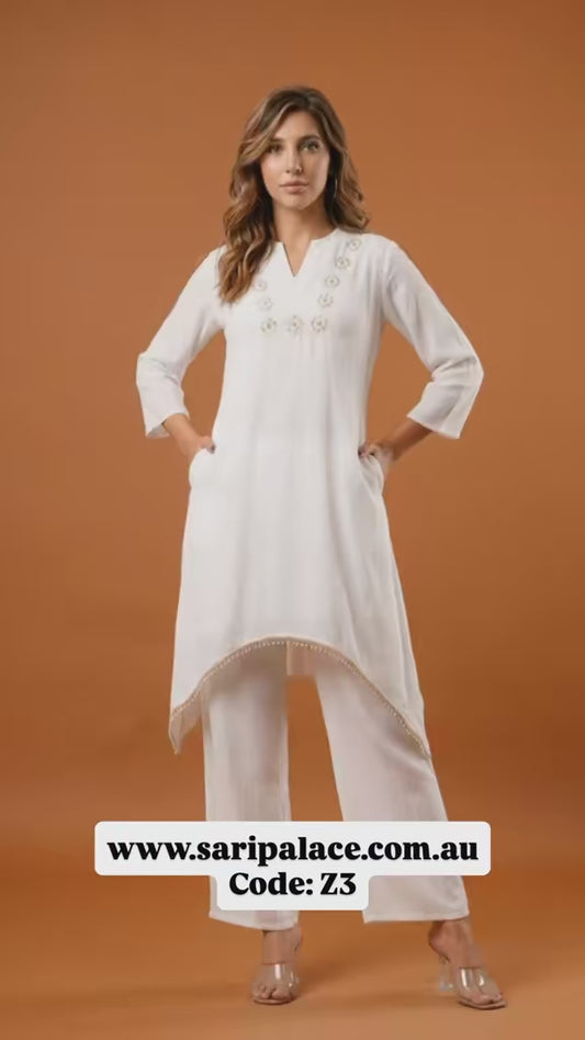 White Indian coord set Outfit Salwar Kameez Suit Z3