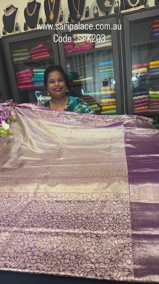 Kanchipuram Pure Silk Saree Bridal Tissue Kanjivaram Sari  SPK203