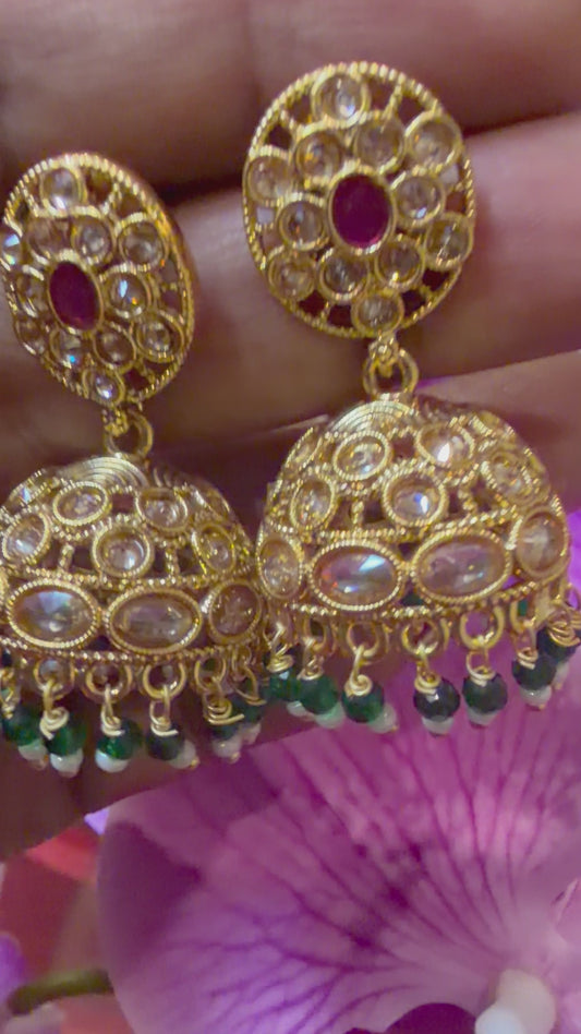 Multi Jumka Jhumka Indian Brass Earrings Jimikki Kammal Indian Jewellery E25