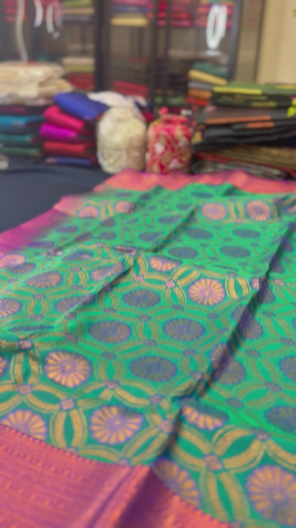 Semi Silk Saree Indian Bridal Kanjivaram Kanchipuram Sari Semi3