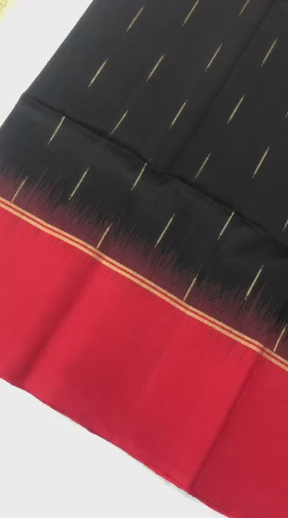 Pattu Soft Silk Indian Saree Pure Silk Sari Black Red SS51