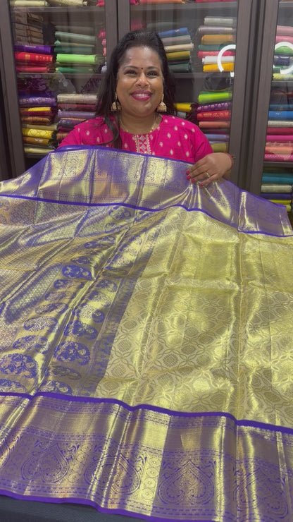 Kanchipuram Pure Silk Bridal Tissue Saree Indian Kanjivaram Sari SPK369