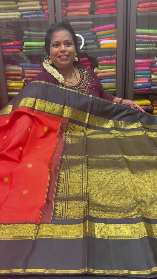 Vintage Kanchipuram Pure Silk Saree Bridal Kanjivaram Sari SPK299