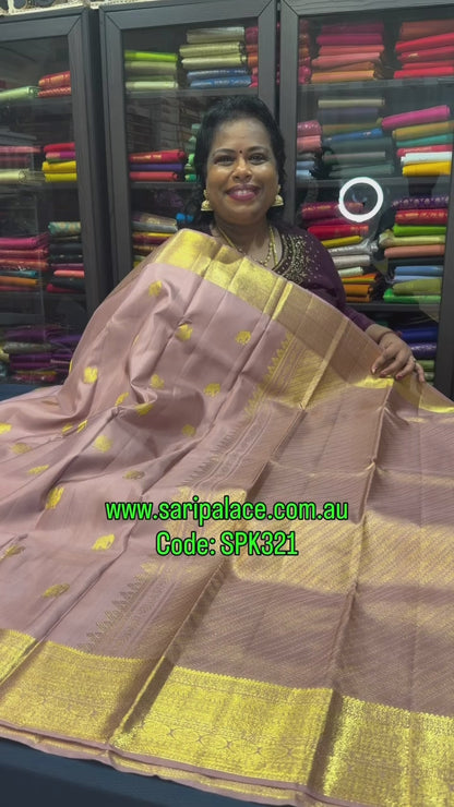Vintage Kanchipuram Pure Silk Saree Bridal Kanjivaram Sari SPK321
