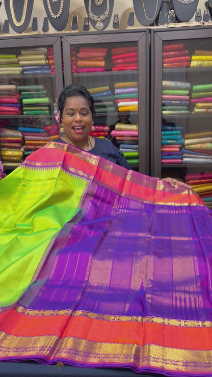 Retta Petta Kanchipuram Pure Silk Saree Bridal Kanjivaram Sari SPK294