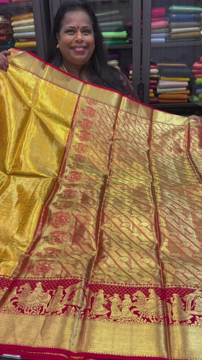 Kanchipuram Pure Silk Saree Indian Kanjivaram Bridal Sari SPK423