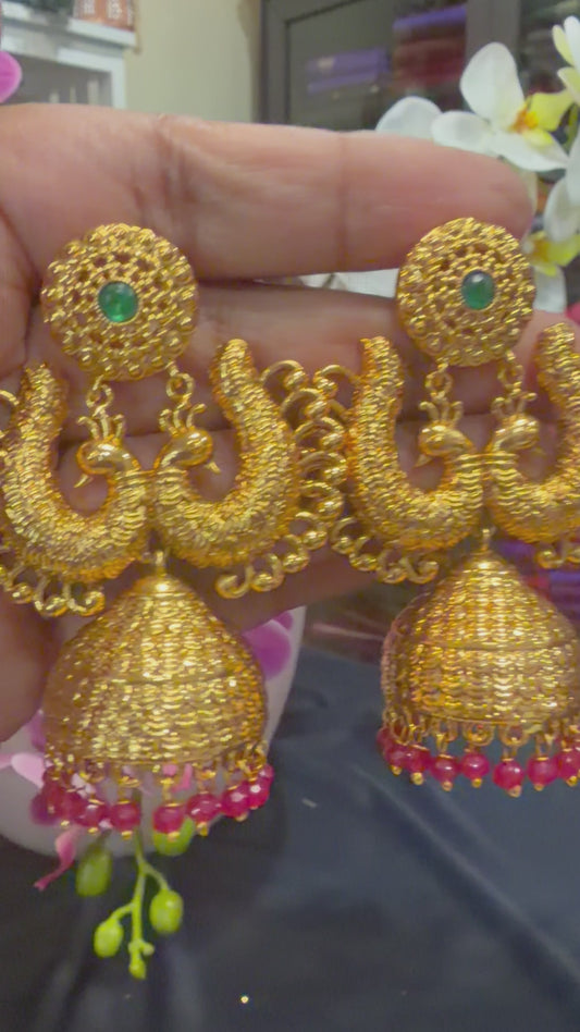Multi Jumka Jhumka Indian Brass Earrings Jimikki Kammal Indian Jewellery E26