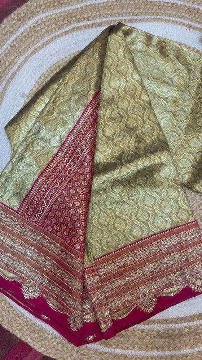 Sari Indian Fancy Party wear Silk Saree with Swarovski stones S141