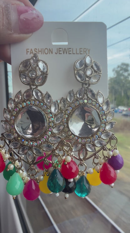 Multi coloured Indian Earrings Stylish Indian Jewellery E18