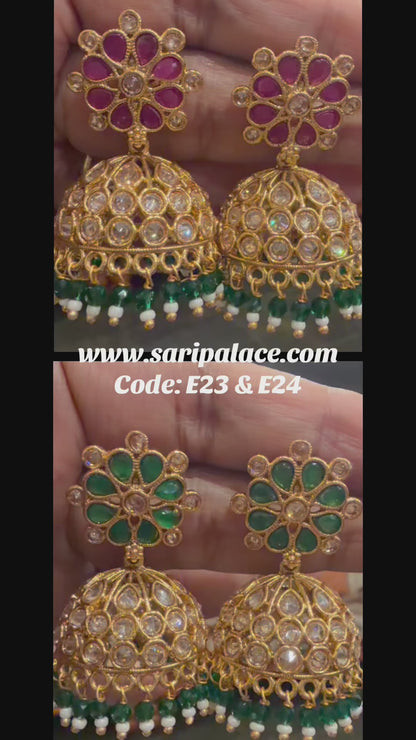 Jumka Jhumka Indian Brass Earrings Jimikki Kammal Green Indian Jewellery E23
