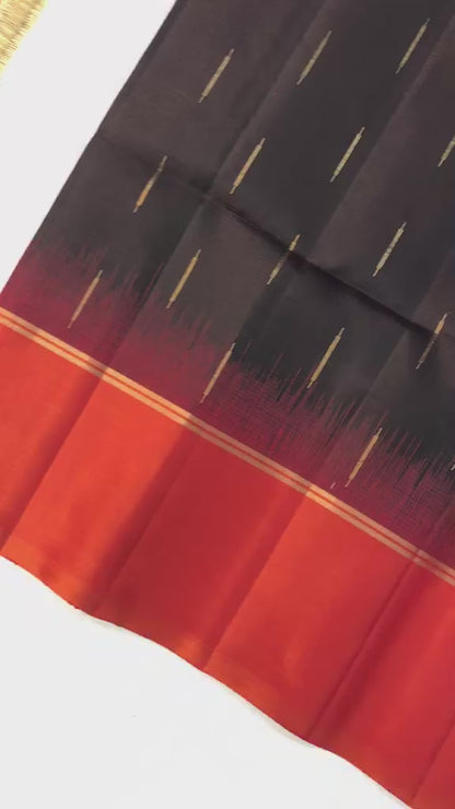 Pattu Soft Silk Indian Saree Pure Silk Sari Dark Brown SS36