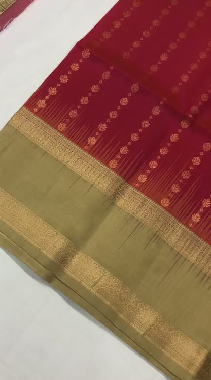 Pattu Soft Silk Indian Saree Pure Silk Sari Orangish Pink Golden SS44