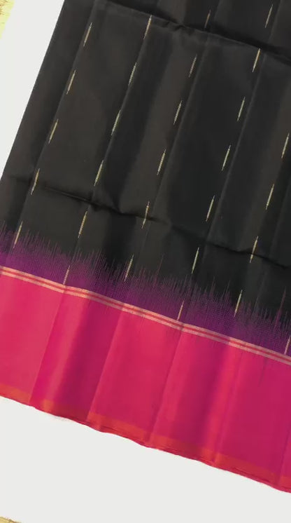 Pattu Soft Silk Indian Saree Pure Silk Sari Black Pink SS53