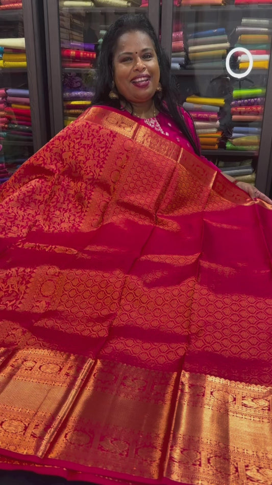 Bridal Red Kanchipuram Pure Silk Saree Kanjivaram Sari SPK460