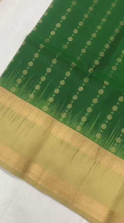 Vintage Retta Petta Pattu Soft Silk Saree Pure Silk Bridal Sari Green | SS25